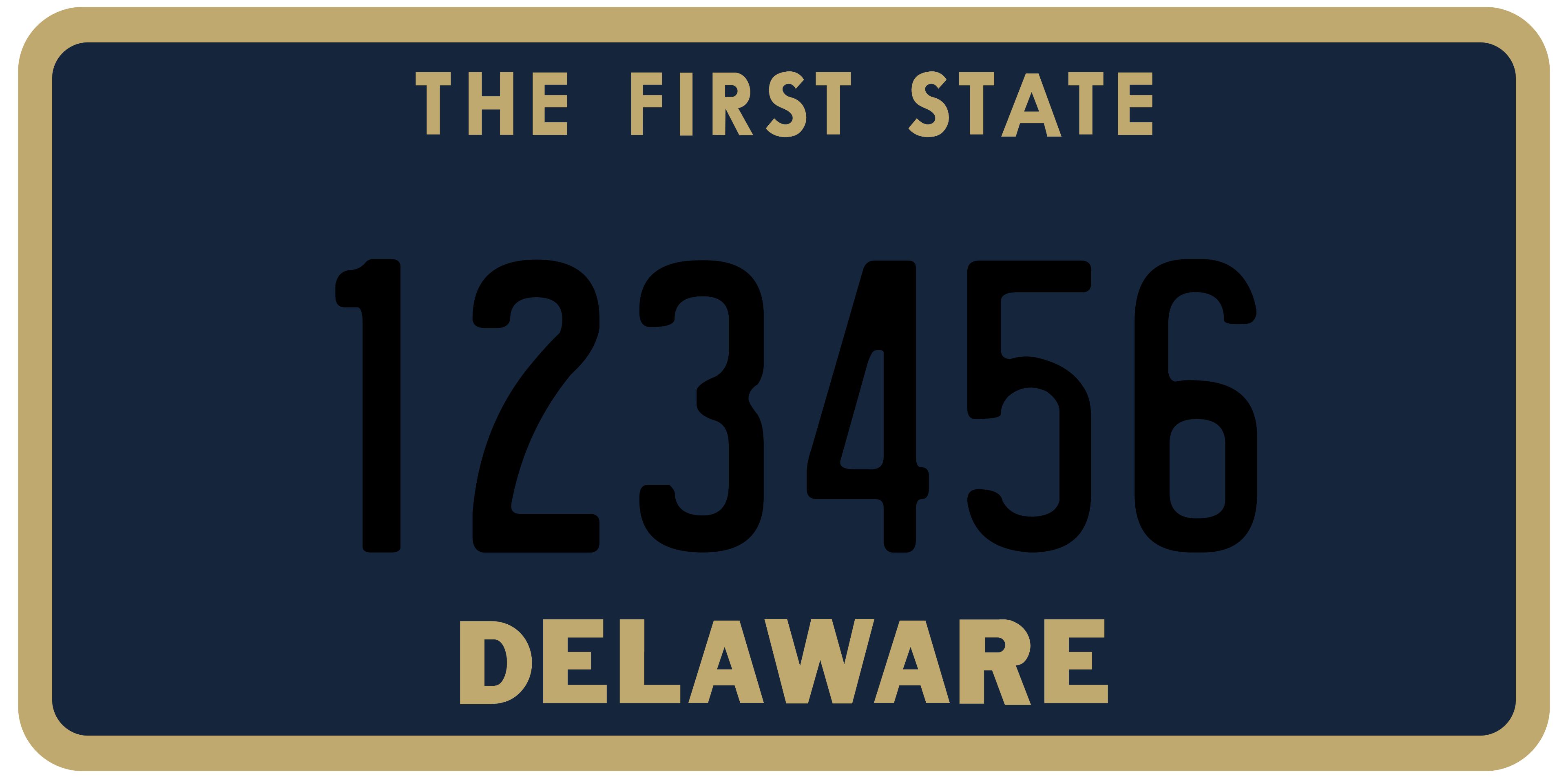 Sample Delaware License Plate