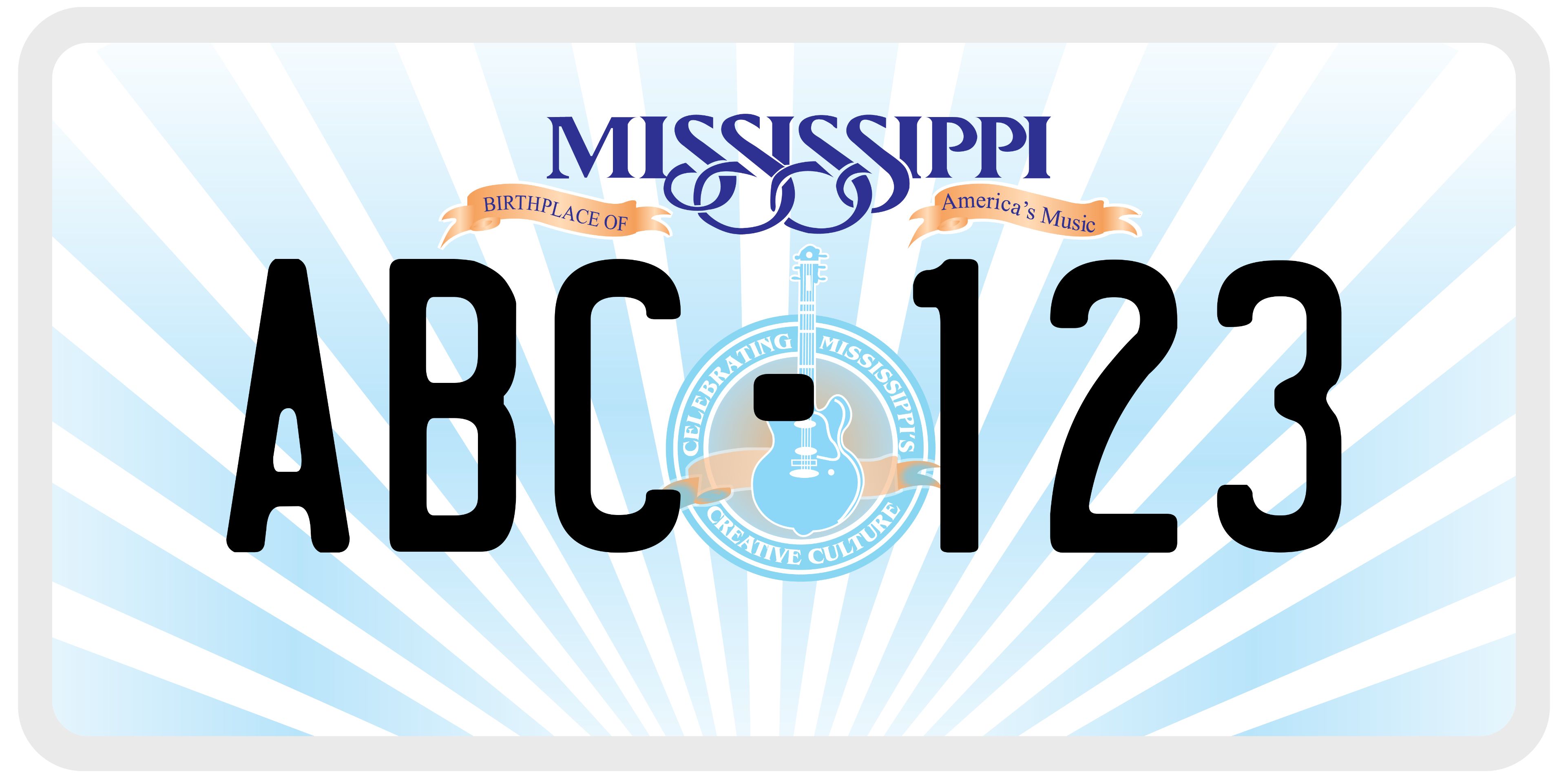 Mississippi license plate sample