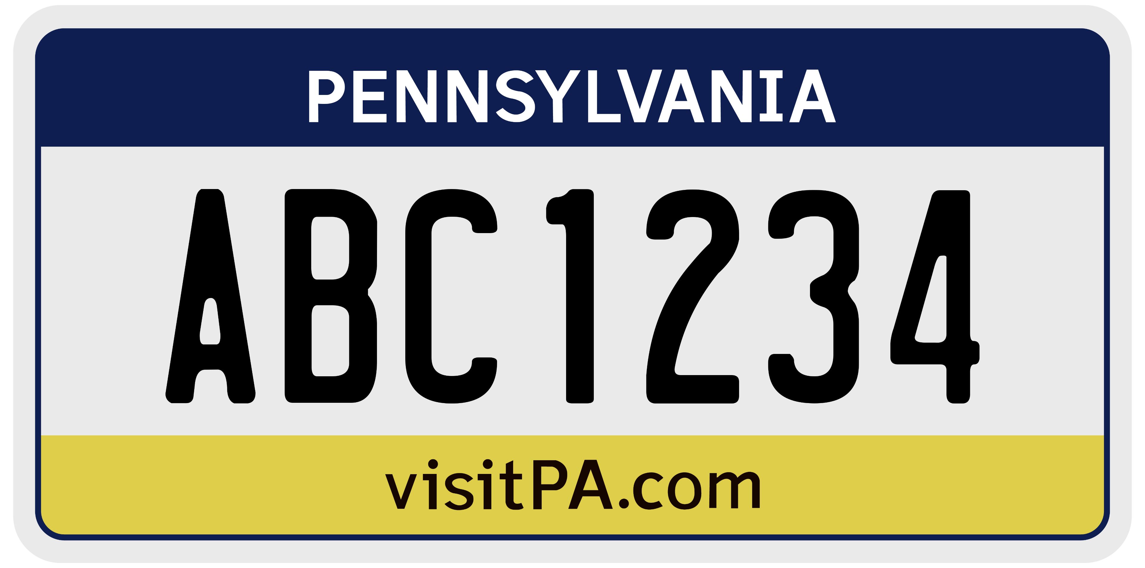 how does a standard Pennsylvania license plate look like