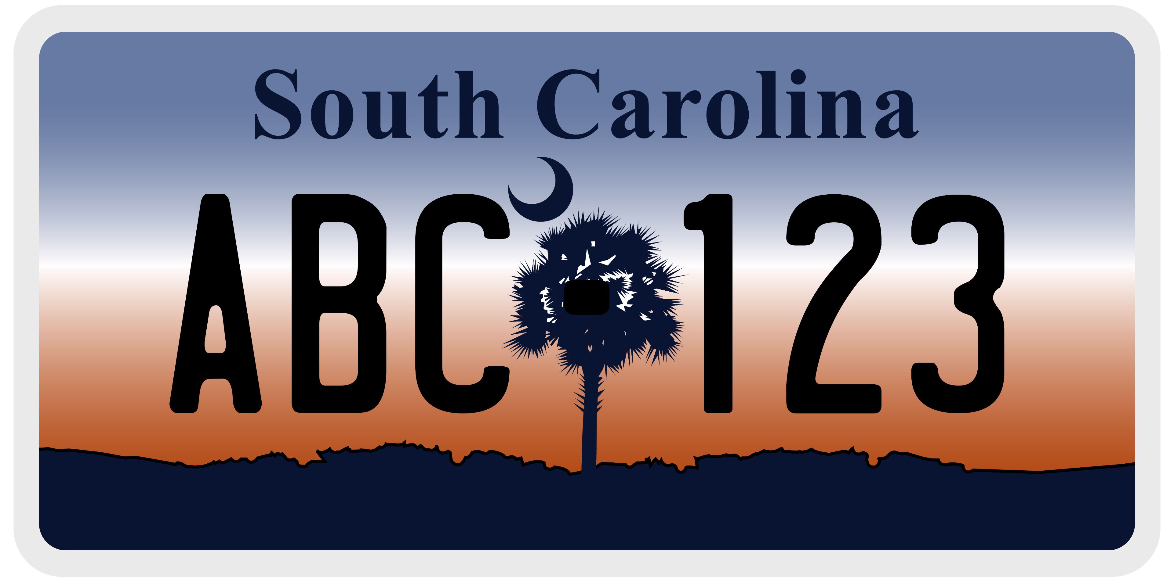 What does a standard South Carolina License Plate look like?