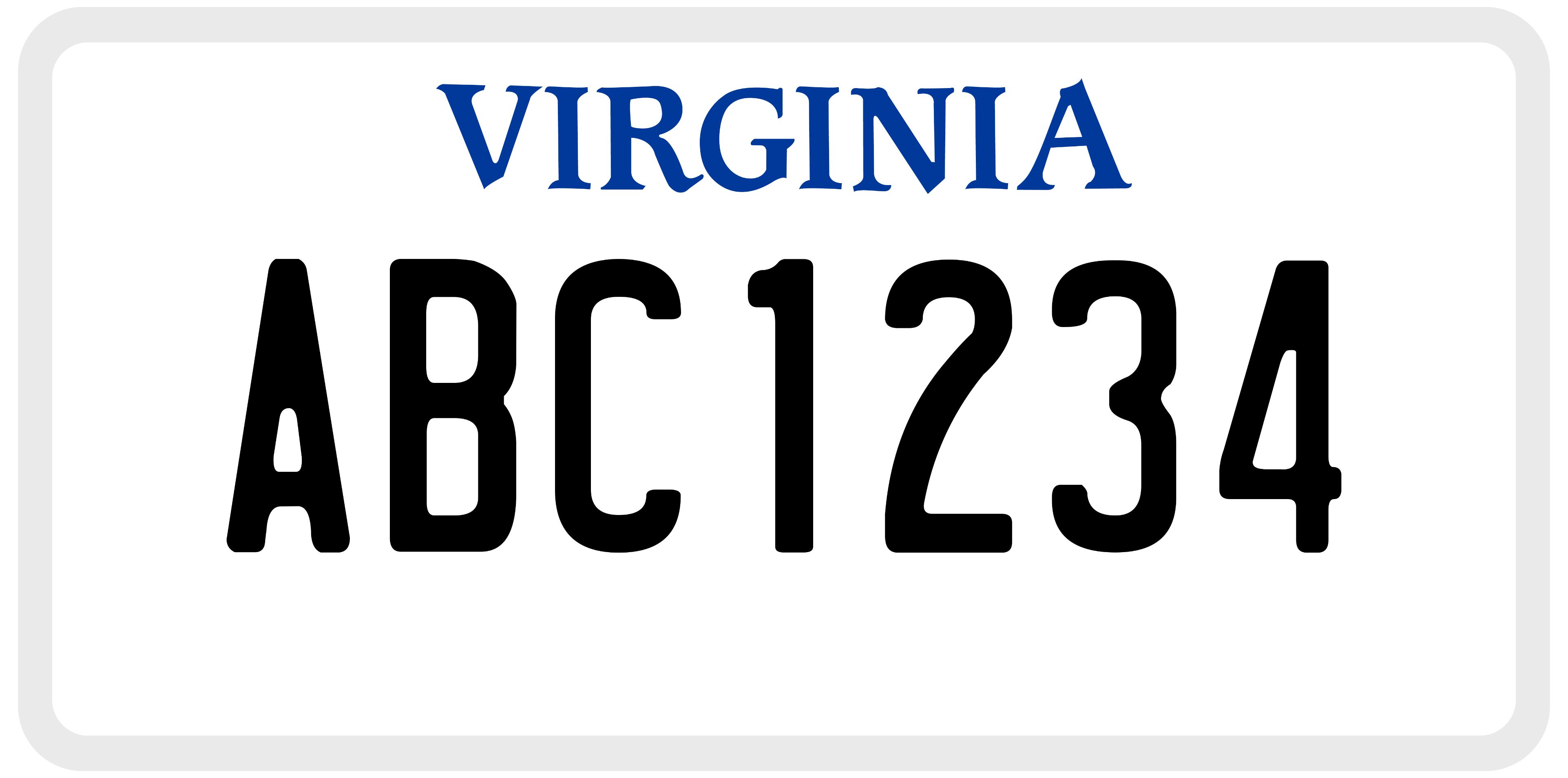 how does a standard Virginia license plate look like?